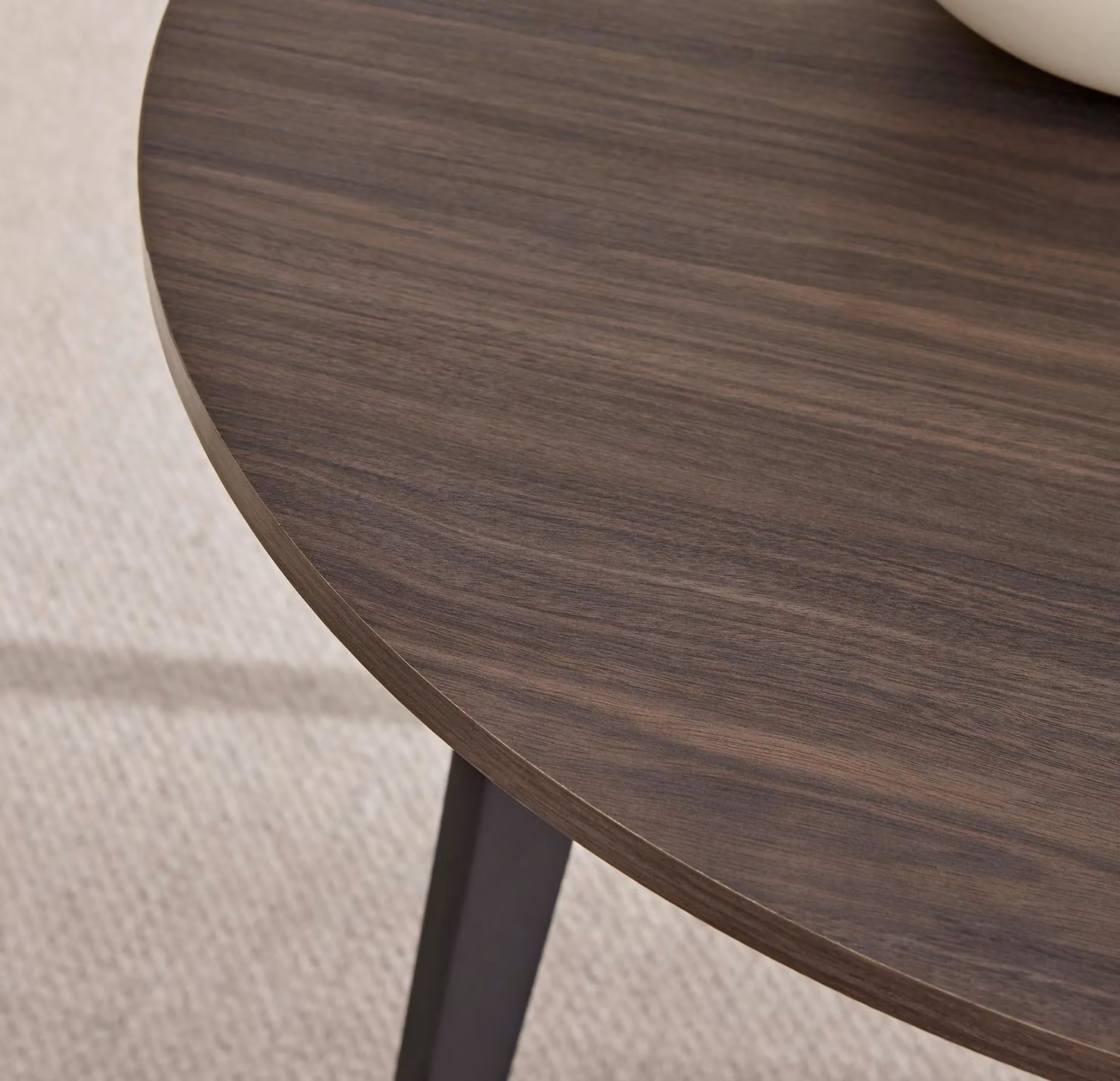 FurnitureboxUK Koko 4-Seater Round Dining Table in Walnut with Black Legs – 3