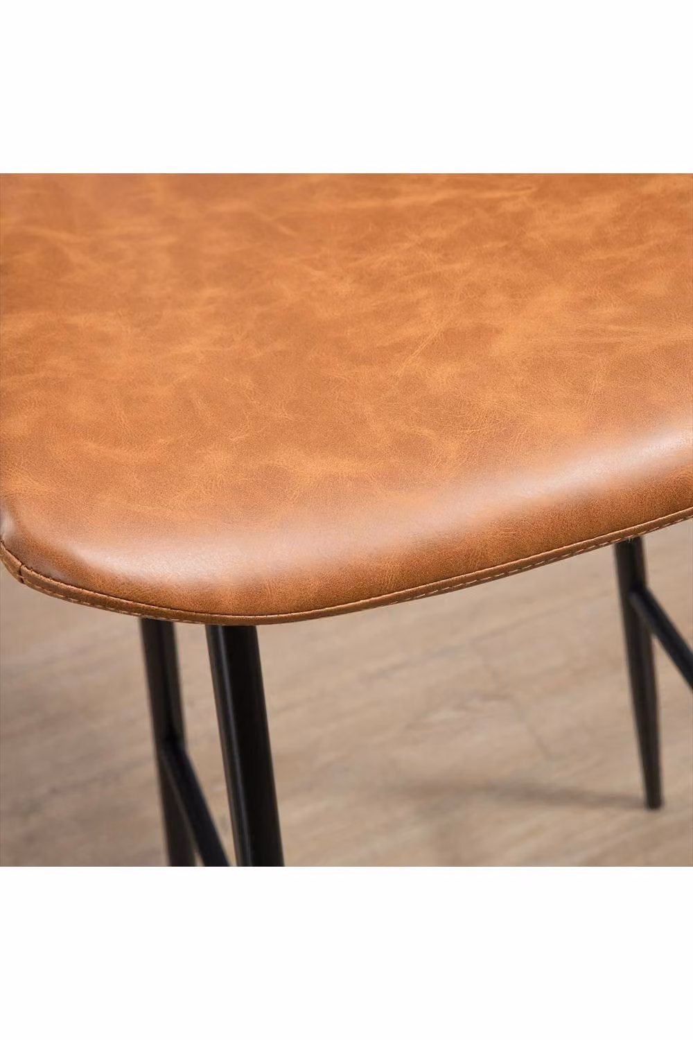ERGOVEXA Set of 2 Brown PU Leather Upholstered Bar Stools – 2