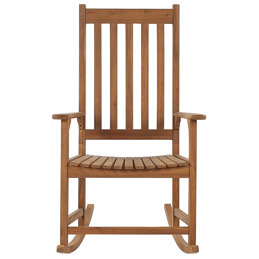 Wyld and Coco Rustic Acacia Wood Rocking Chair in Brown, W/D/H: 66 x 77 x 110 cm – 3
