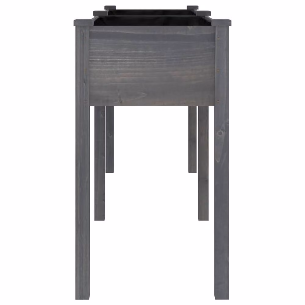 Berkfield Home Grey Solid Wood Fir Planter with Liner W: 161 cm, D: 45 cm, H: 76 cm – 3
