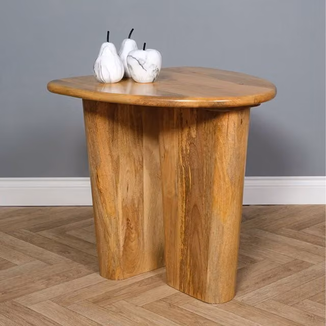 Elm Home And Garden Solid Mango Wood Round Side Table in Brown