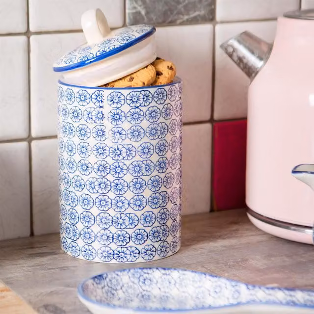 Nicola Spring Blue Ceramic Freestanding Kitchen Utensil Holder