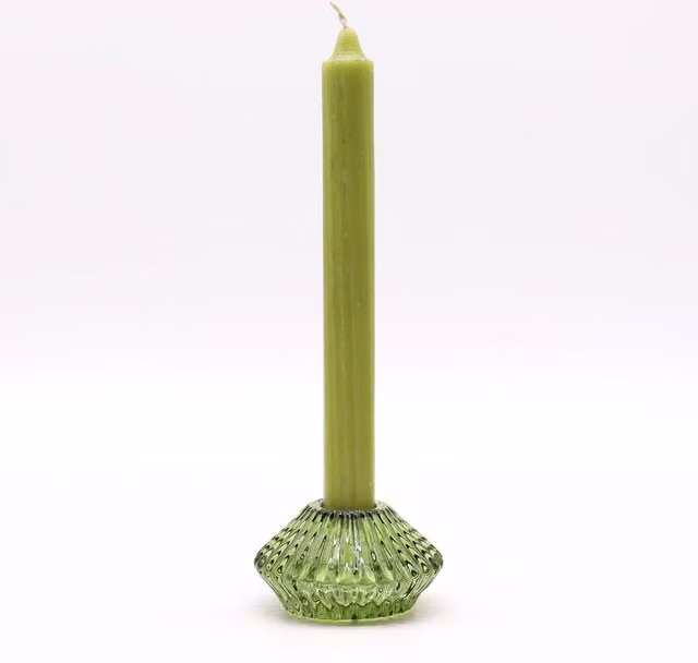 KDMK Garden Jade Flower Flip Tealight Candle Holder, Green Glass Floral Tabletop Decor