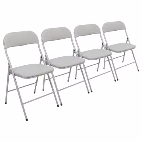 Harbour Housewares Set of 4 Grey Fabric Padded Metal Folding Chairs – 1