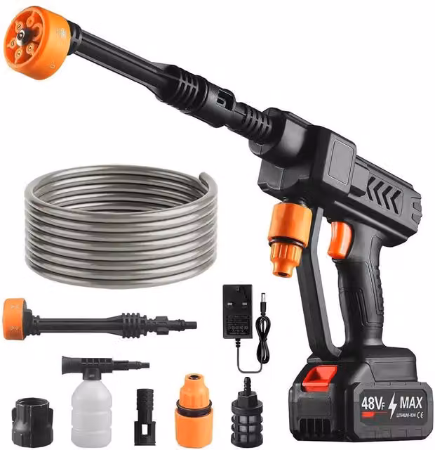 NESTLUNE 2 Battery Cordless High Pressure Car Water Jet Washer in Black