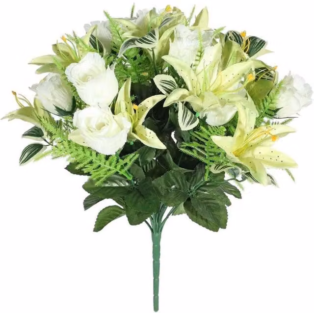 KDMD Cream Pembroke Lily Mixed Bunch in White