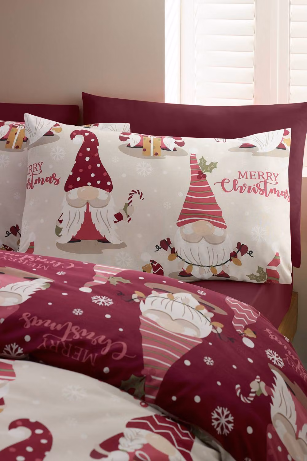 Catherine Lansfield Christmas Gonks Reversible Duvet Cover and Pillowcase Set, Purple, W/D/H: 135 x 200 cm – 2