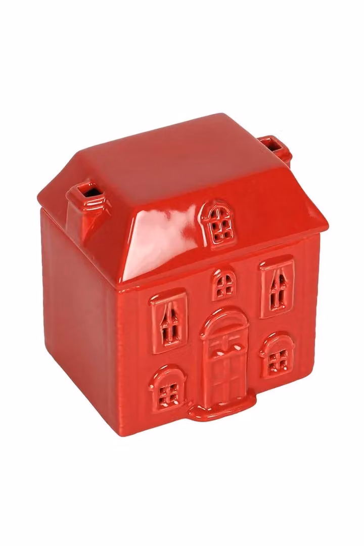KDMD Red Ceramic House Oil Burner and Tealight Lamp – 2
