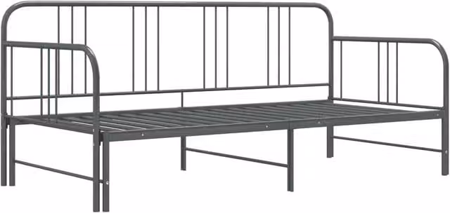 Berkfield Home Pull-out Sofa Bed Frame, Grey Metal, W: 90 cm, D: 200 cm