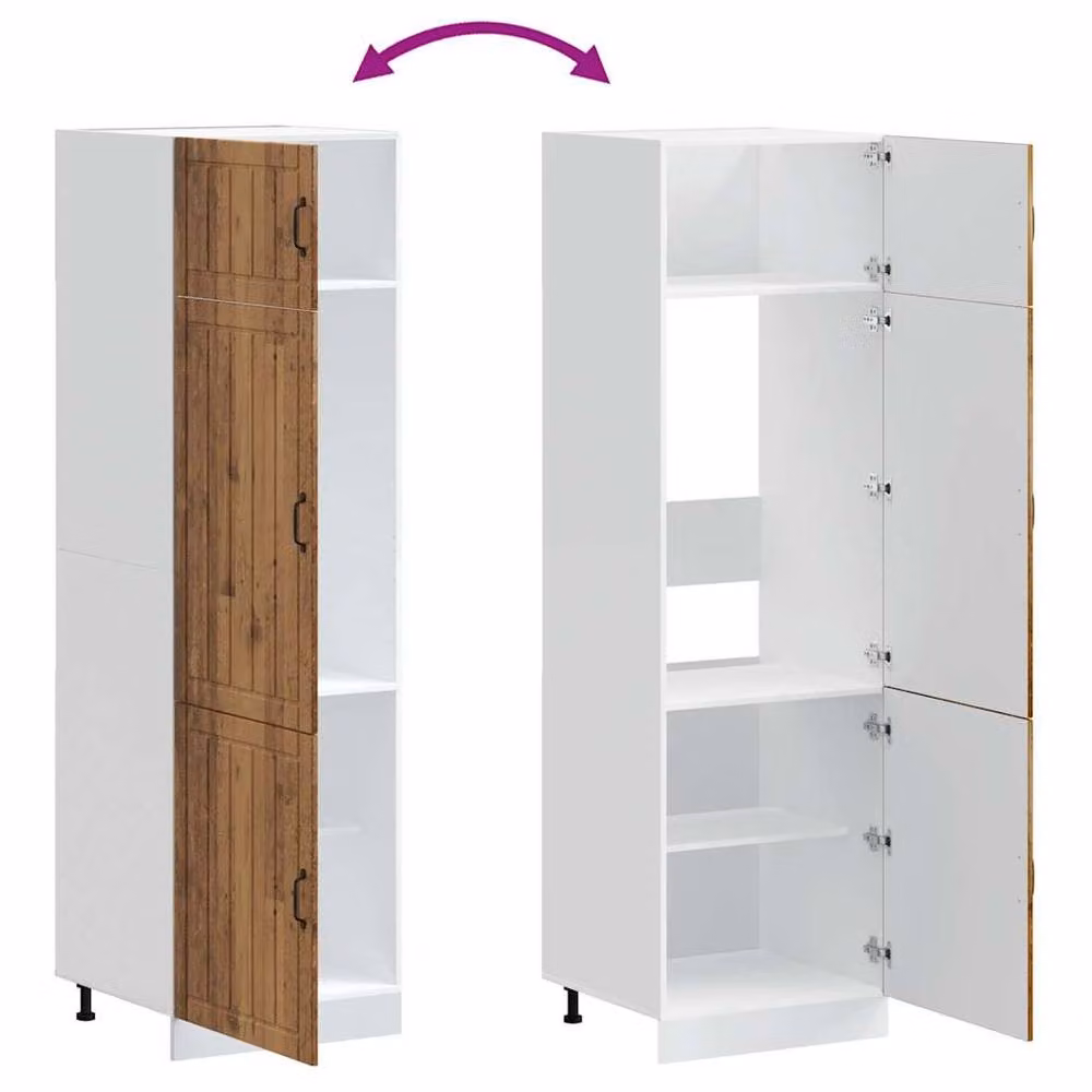 Berkfield Home Lucca Kitchen Cupboard in Old Wood Brown, H 207 x W 57 x D 60 cm – 3