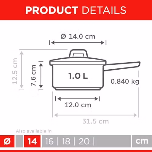Kuhn Rikon Silver Stainless Steel Saucepan with Glass Lid, 14cm, 1L – 5