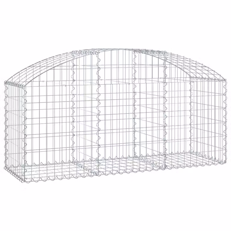 Berkfield Home Arched Gabion Basket in Silver Galvanised Steel, W: 150 cm, D: 50 cm, H: 60-80 cm