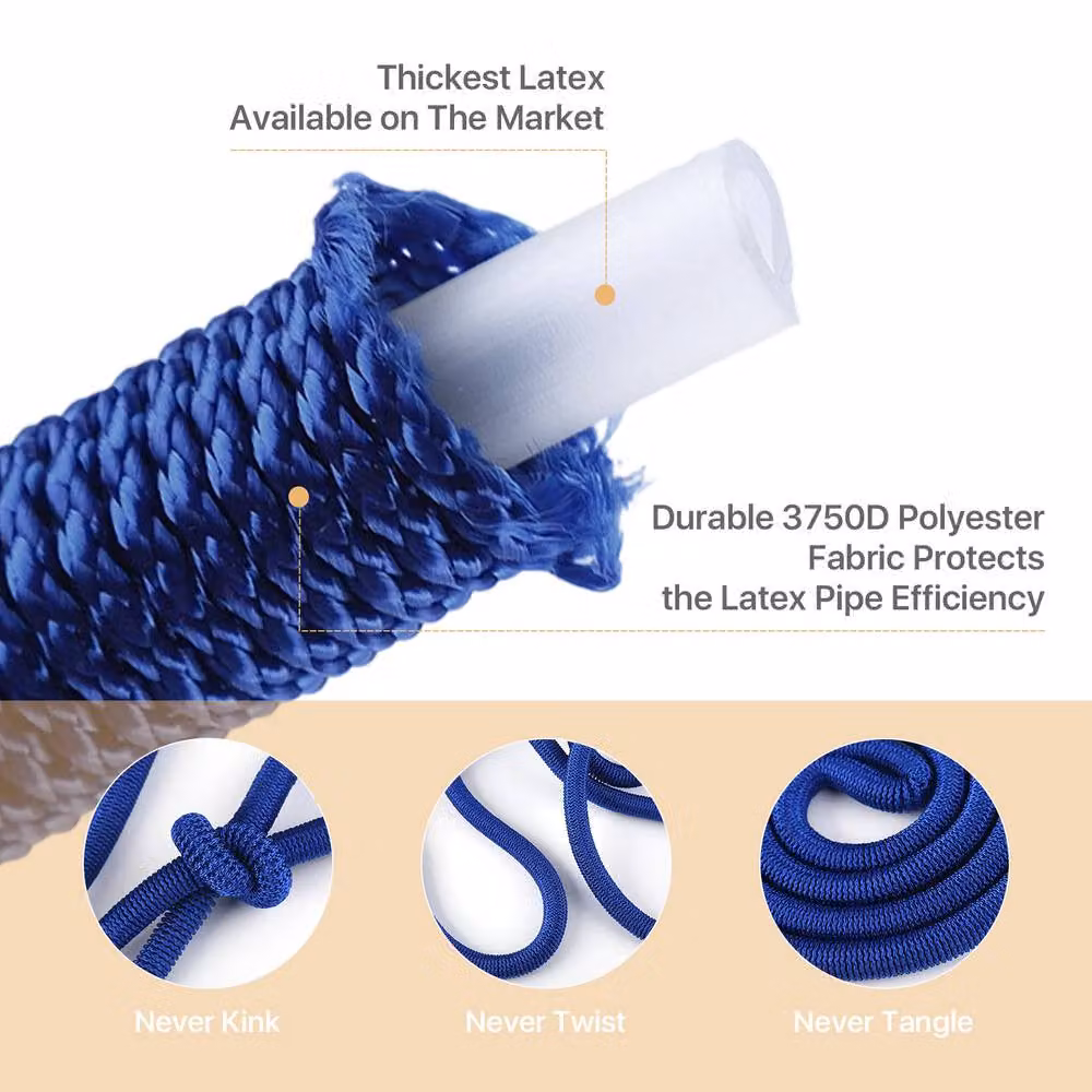 Living and Home Expandable Garden Hose with Solid Brass Fittings in Blue, Size XL – 5
