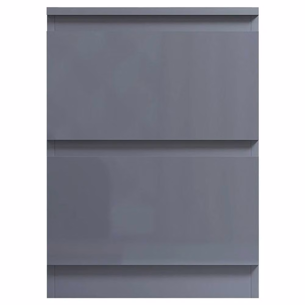 Nordara Grey Gloss 2 Drawer Bedside Table Cabinet W/D/H: 50 x 50 x 50 cm – 2