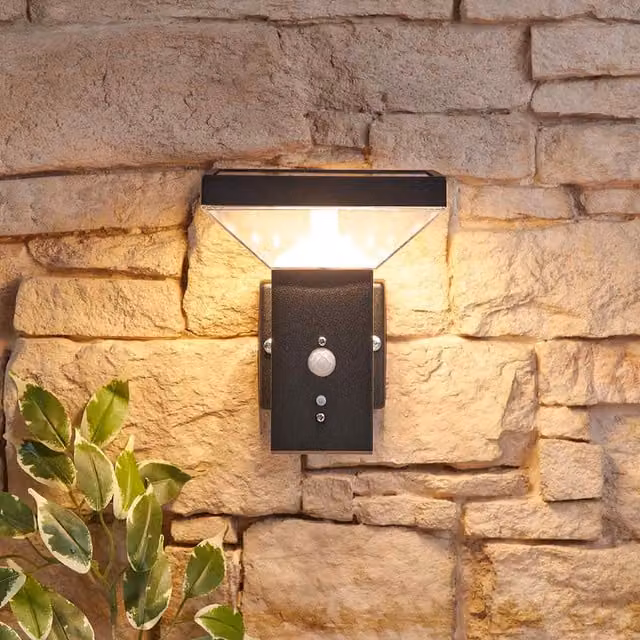 Biard Square Solar Wall Light with Motion Sensor in Black