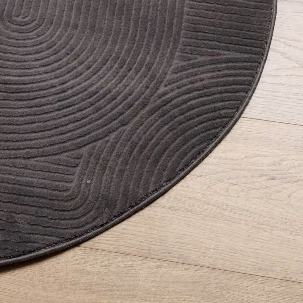 Berkfield Home IZA Round Short Pile Scandinavian Style Rug in Anthracite Grey, Diameter: 80 cm – 2