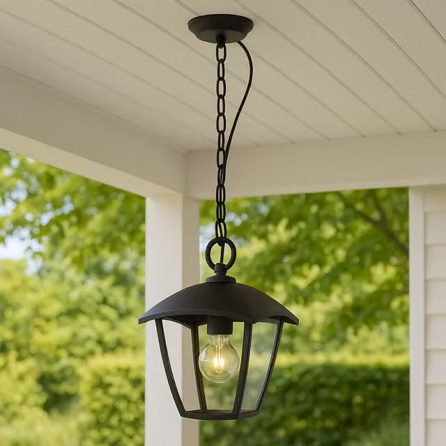 CGC Lighting Violet Outdoor Chain Hanging Lantern Light in Black – 1
