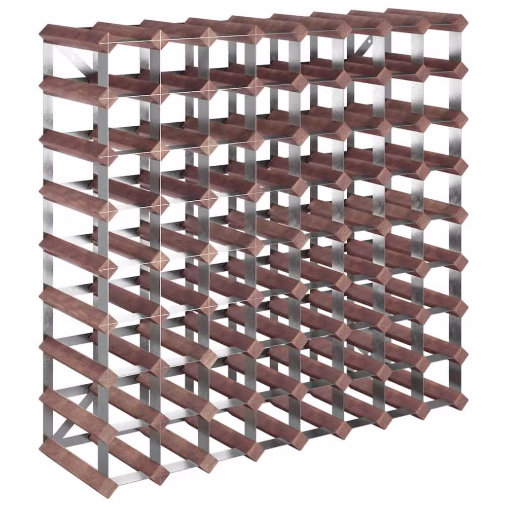 Berkfield Home Beautiful Industrial Wine Rack for 72 Bottles, Brown Solid Pine Wood and Metal, W/D/H: 80 x 22.5 x 22.5 cm – 3