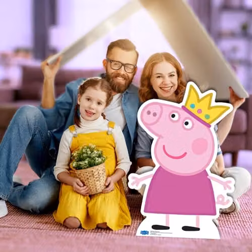 Star Cutouts Peppa Pig SC959 Crown Mini Cardboard Cutout, Multicolour, Height: 90 cm – 2