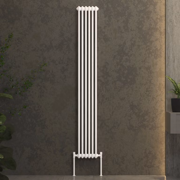 Fluxx White Double Column Vertical Wall Mounted Steel Radiator