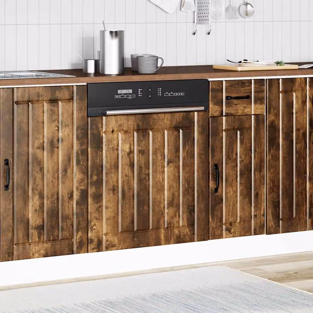 Berkfield Home Lucca Dishwasher Panel in Smoked Oak Brown Engineered Wood W/H: 67.0 x 60.0 cm – 3
