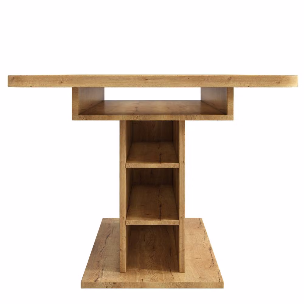 Merax Extendable Rectangular Dining Table with Built-In Storage in Light Oak – 2