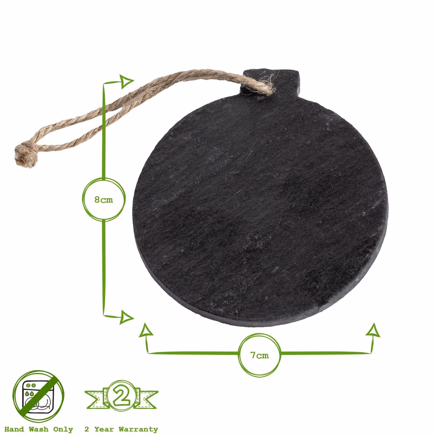 Nicola Spring Grey Slate Round Bauble Christmas Tree Decoration, H 8 cm x W 7 cm – 2