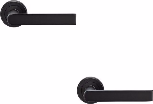 Loops 2x Pair Flat Rectangular Bar Handles on Round Rose with Concealed Fixings in Matt Black