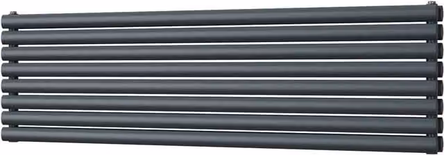 Omeara Axis Anthracite Double Panel Horizontal Radiator W: 160 cm, H: 46.4 cm, D: 46.4 cm