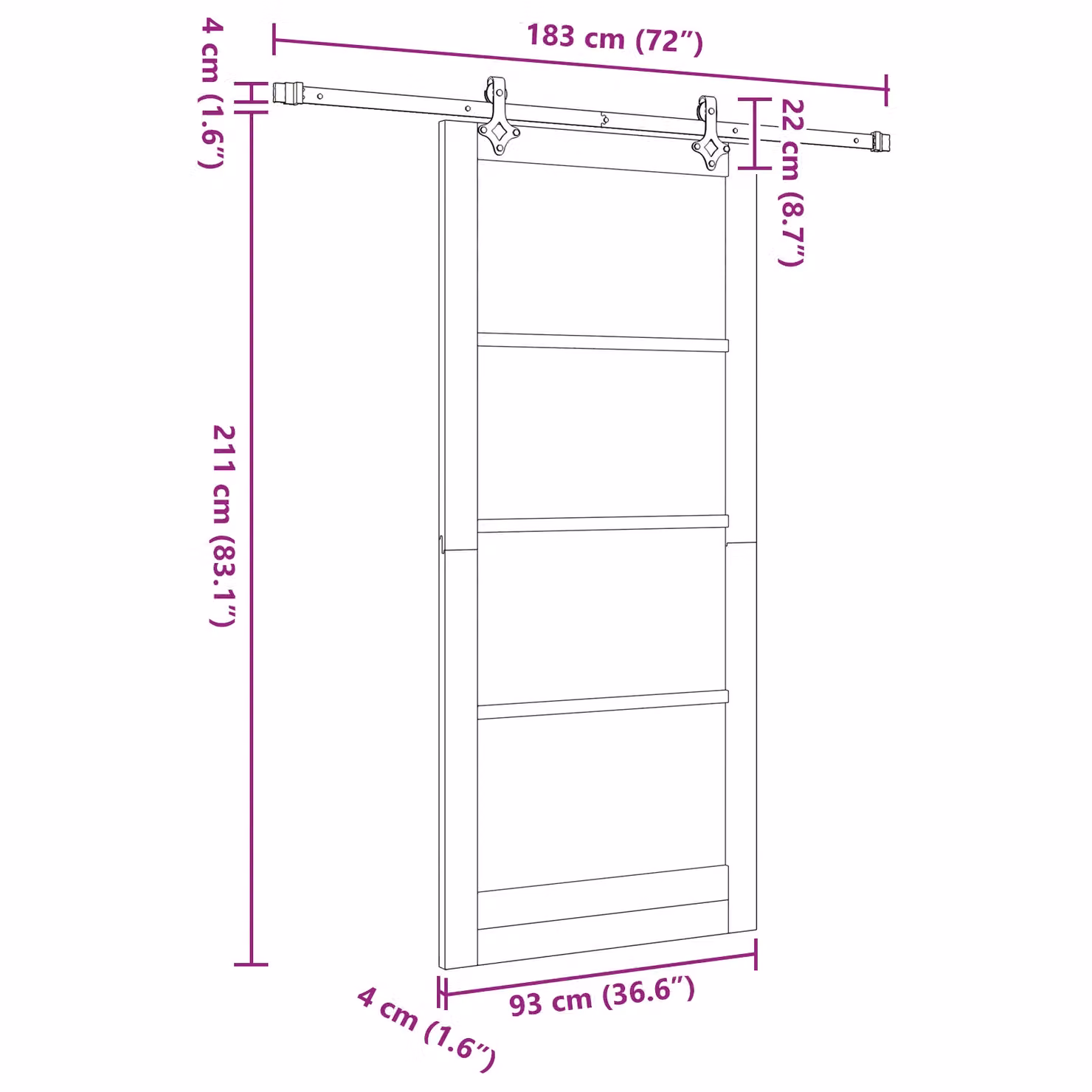 Berkfield Home Minimalist Sliding Door with Hardware Set, Solid Pine Wood, Beige, W: 93 cm, H: 211 cm – 2