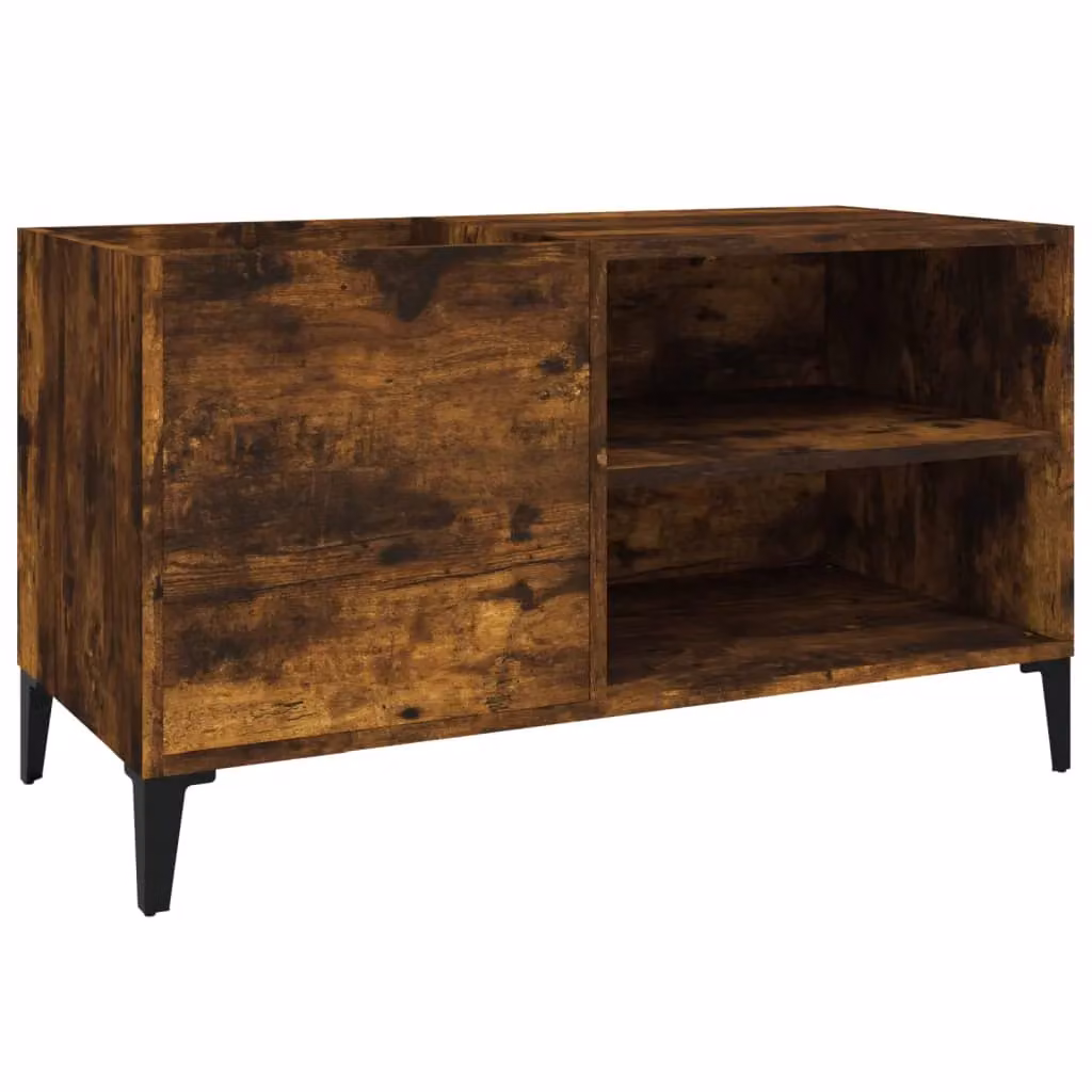 Berkfield Home Record Cabinet in Smoked Oak Brown, W: 84.5 cm, D: 48 cm, H: 38 cm – 2