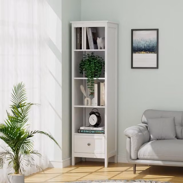 Livingandhome Modern White Tall Wooden Cabinet