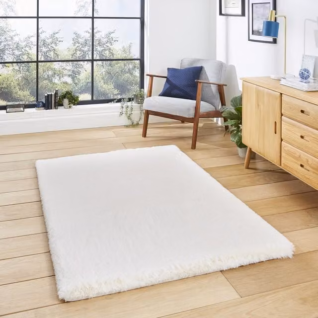 Terrys Super Teddy Plain Shaggy Rug in White