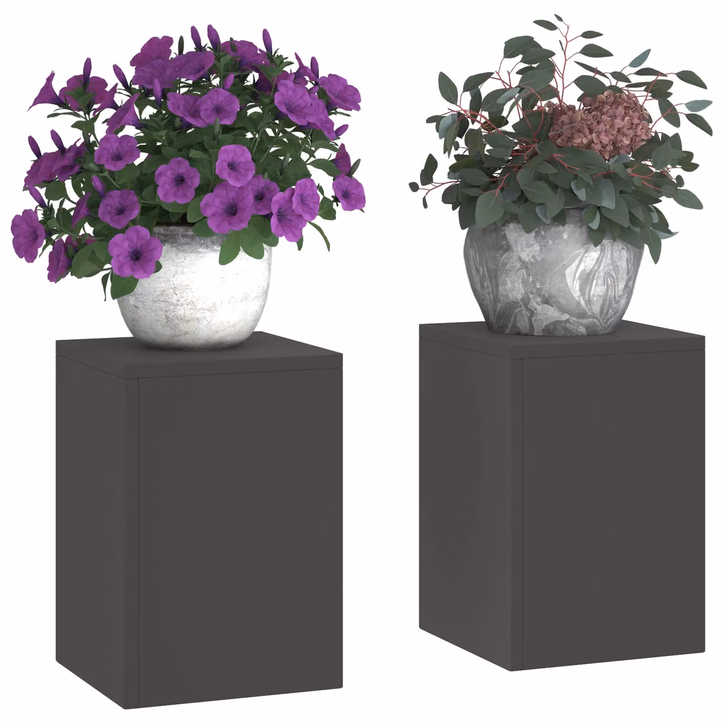 Berkfield Home Outdoor Pillar Plant Stand Set of 2, Black Steel, W/D/H: 24 x 24 x 35 cm – 3