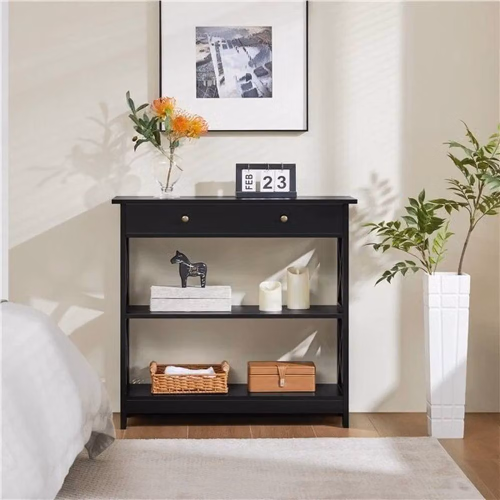 KORVIXA Modern Black Wooden Versatile Console Table W/D/H: 80 x 30 x 30 cm – 5