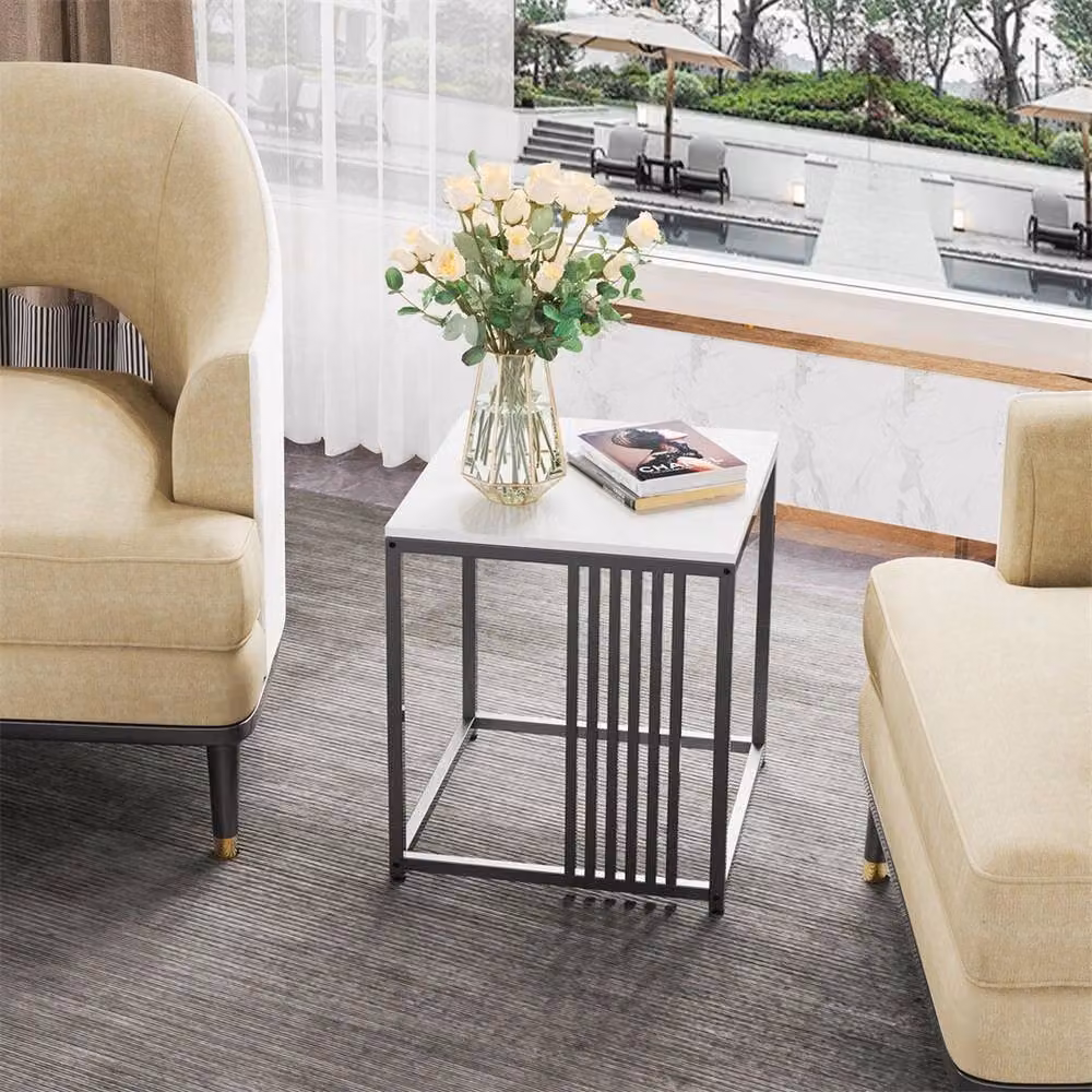 NESTLUNE Nordic Marble Small Coffee Table and Sofa Side Table in Black, W/D/H: 100 x 15 x 15 cm – 4