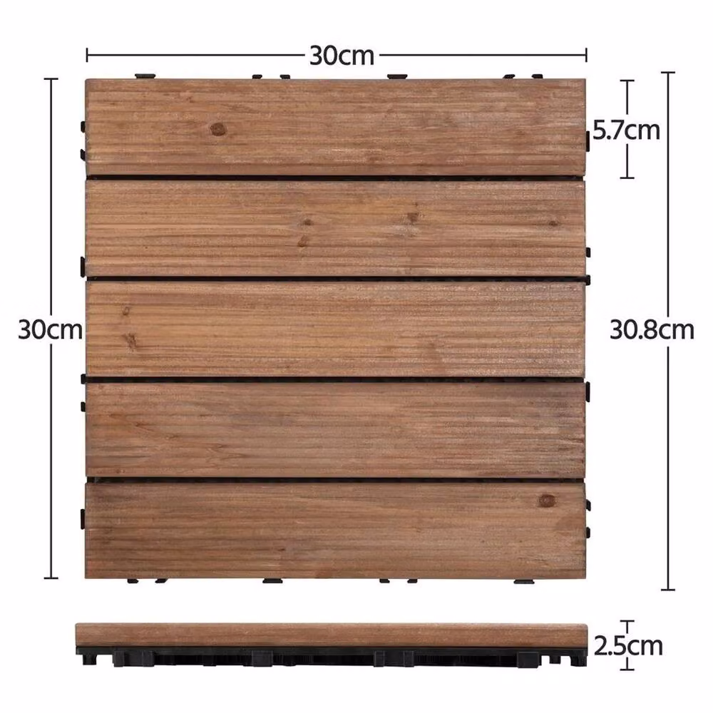 KORVIXA Brown Rustic Fir Wood Flooring Tiles, Pack of 27, W: 520 mm, L: 10000 mm – 2