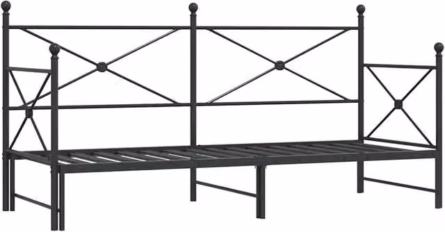 Berkfield Home Modern Metal Daybed with Trundle in Black, W/D/H: 90 x 200 cm – 1
