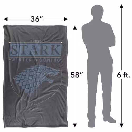 Warner Bros. Game of Thrones House Stark Sigil Super Soft Fleece Throw Blanket, Multicolour, W: 91.44 cm x L: 147 cm – 4