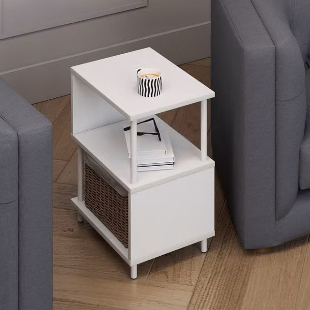 Levede Minimalist 3 Tier Side Table with Staggered Shelves in Black