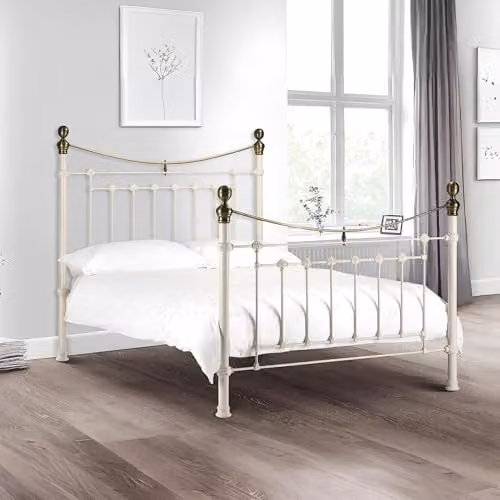 Julian Bowen Victoria Metal Bed in White, Double – 1