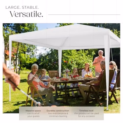tectake Gazebo Barinas Garden Tent in White, W/D/H: 300 x 300 x 250 cm – 3