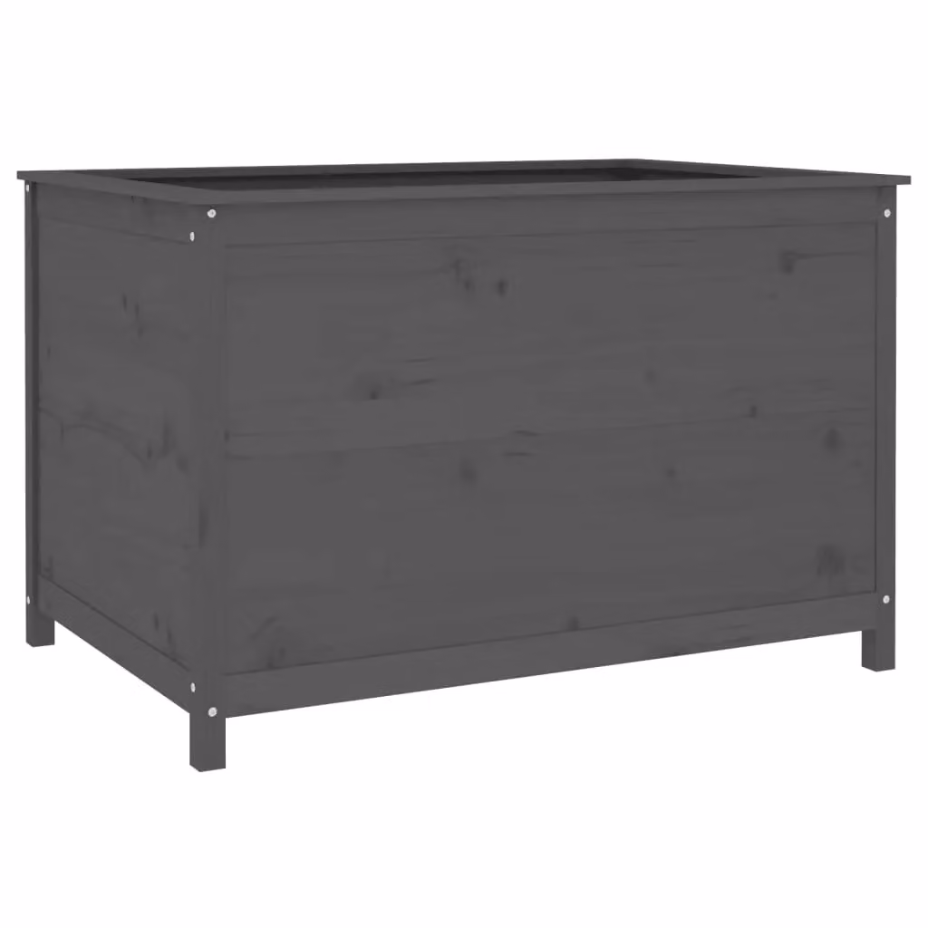 Berkfield Home Garden Grey Solid Wood Pine Raised Bed W: 119.5 cm, D: 82.5 cm, H: 78 cm – 2
