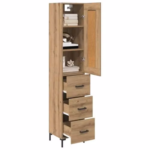 vidaXL Modern Highboard in Brown, W/D/H: 34.5 x 34 x 180 cm