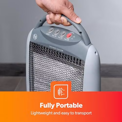Geepas 1200W Halogen Infrared Portable Heater in Grey, Pack of 2 – 3