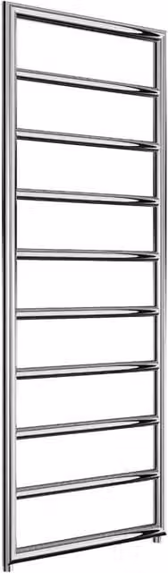 Reina Nardo Chrome Straight Round Designer Heated Towel Rail in Silver, H 120 cm x W 45 cm x D 4.5 cm