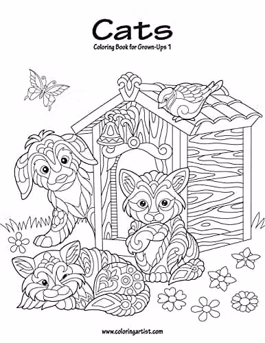 Cats Coloring Book for Grown-Ups Volume 1 by Createspace, Black and White Paper