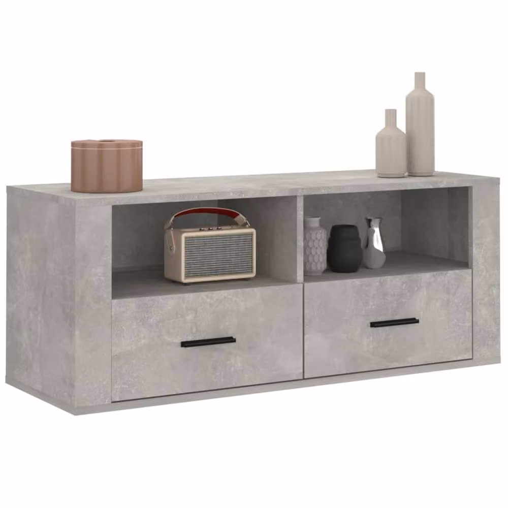 Berkfield Home Concrete Grey TV Cabinet in Engineered Wood W/D/H: 100 x 35 x 40 cm – 3