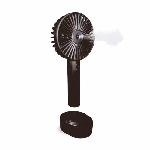 Menkind Rechargeable Mist Fan with Spray Function and Desk Stand in Black