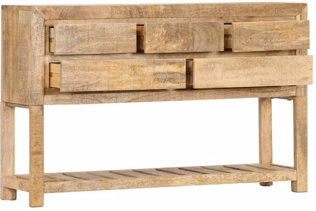Berkfield Home Rustic Solid Mango Wood Sideboard in Brown, W/D/H: 120 x 30 x 75 cm